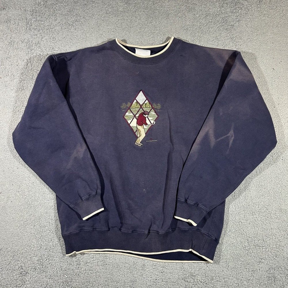 Vintage MC Sport navy crewneck sweatshirt golfer embroidered Men's XL #3330